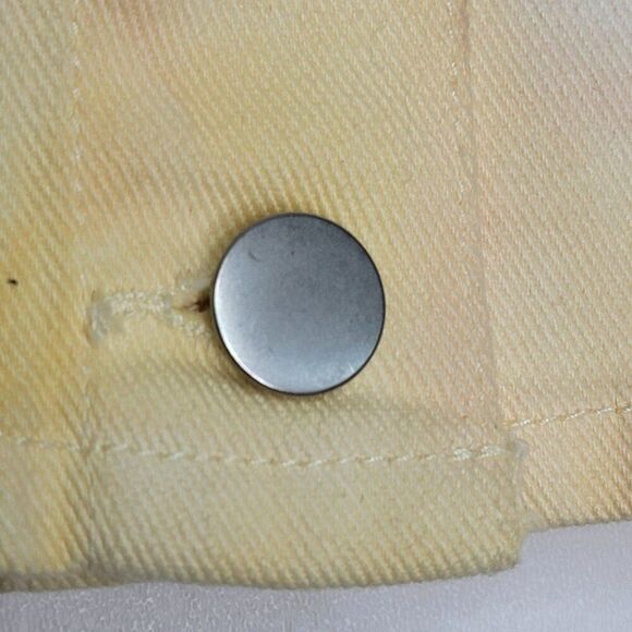 Forever 21 Tie-Dye Cropped Denim Jacket Size Medium Pastel Yellow & Pink Cotton - Picture 5 of 9